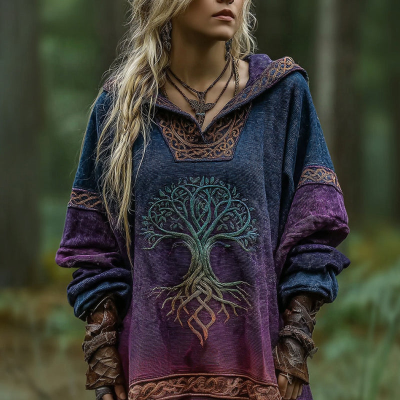Comstylish Women's Viking Tree Of Life Celtic Knot Art Gradient Comfort Hoodie