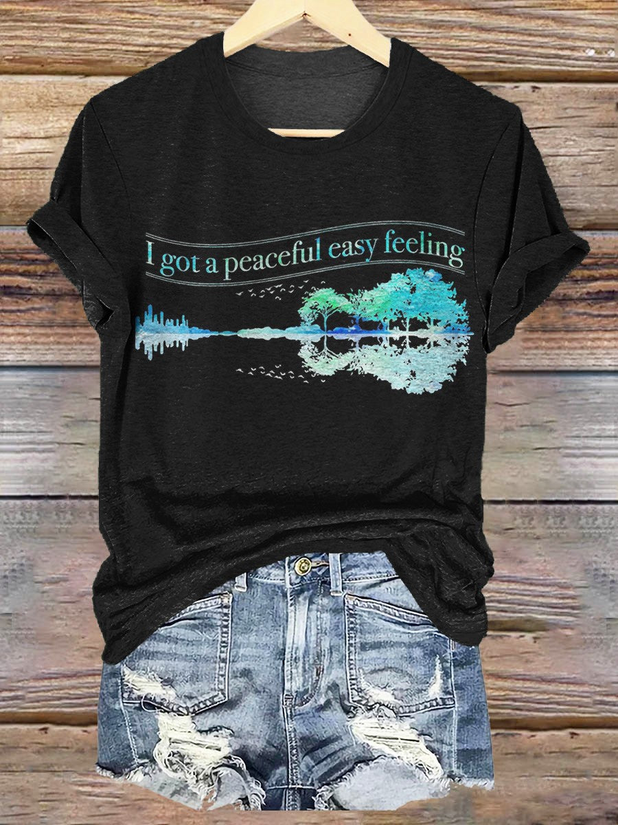Women's I Got A Peaceful Easy Feeling Print Casual Crew Neck T-shirt