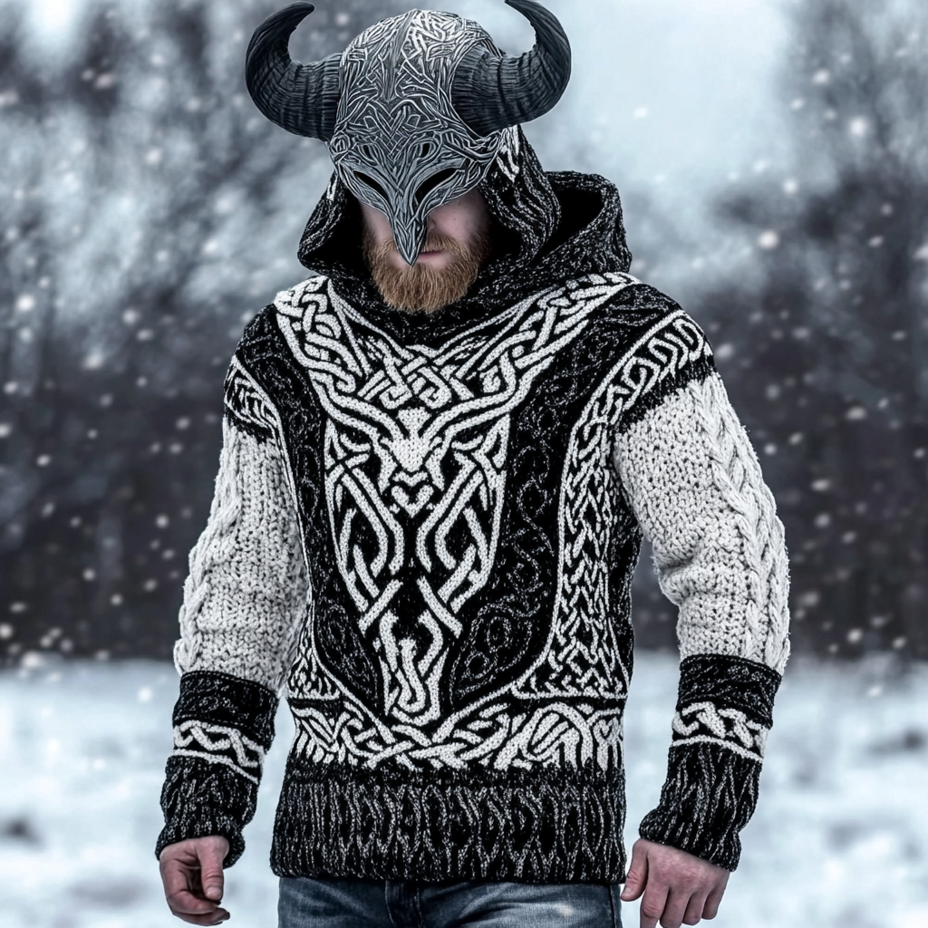 Men's Viking Style Celtic Thick Comfort Hooded Sweater artswardrobe