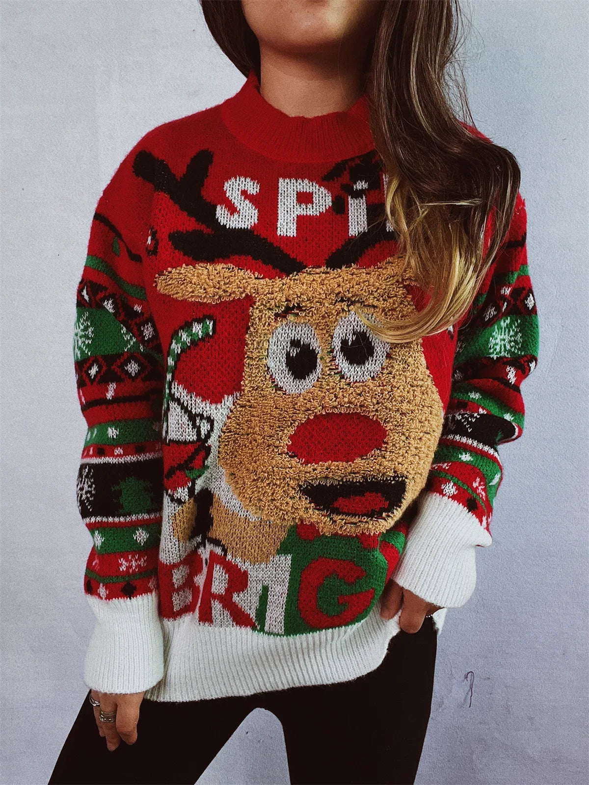 Lola® | Crew neck Christmas sweater with cartoon design