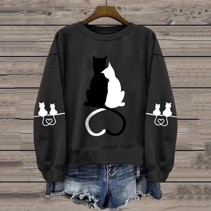 Comstylish Women's Love Cute Cat Print Casual Sweatshirt