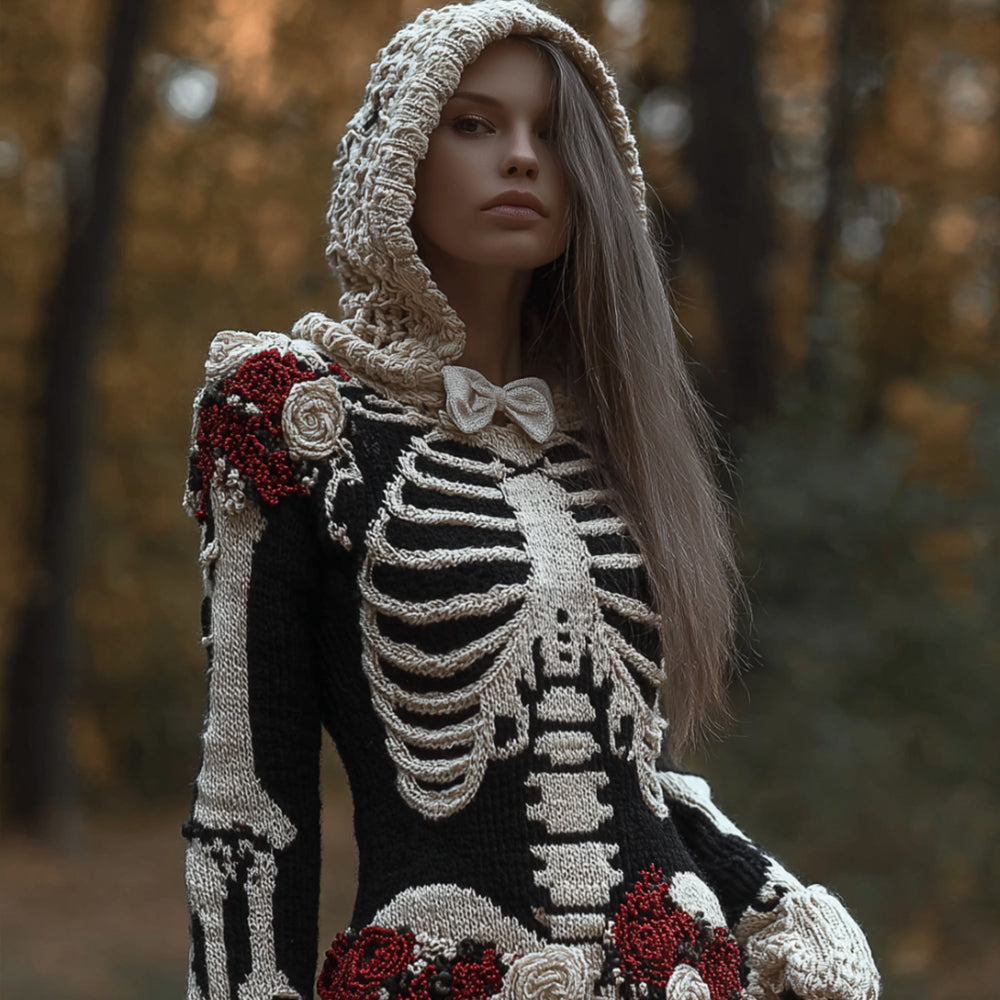 Comstylish Halloween Skeleton Hollow Art Hoodie Sweater