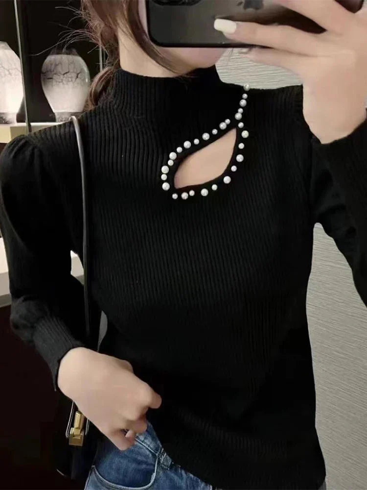 Birgit® | Thin turtleneck sweater with pearls