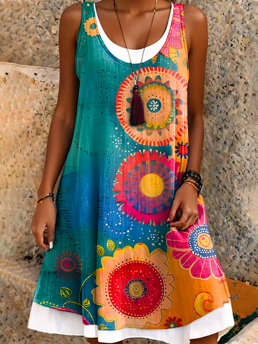 Women's Hippie Art Painting Print Dress