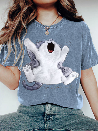 Stretching Cat Plush Art Women's T-Shirt elevenforest