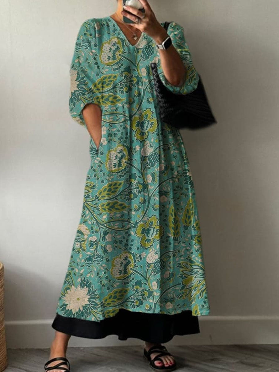 Women'S Vintage Floral Pattern Pattern Cotton Dress