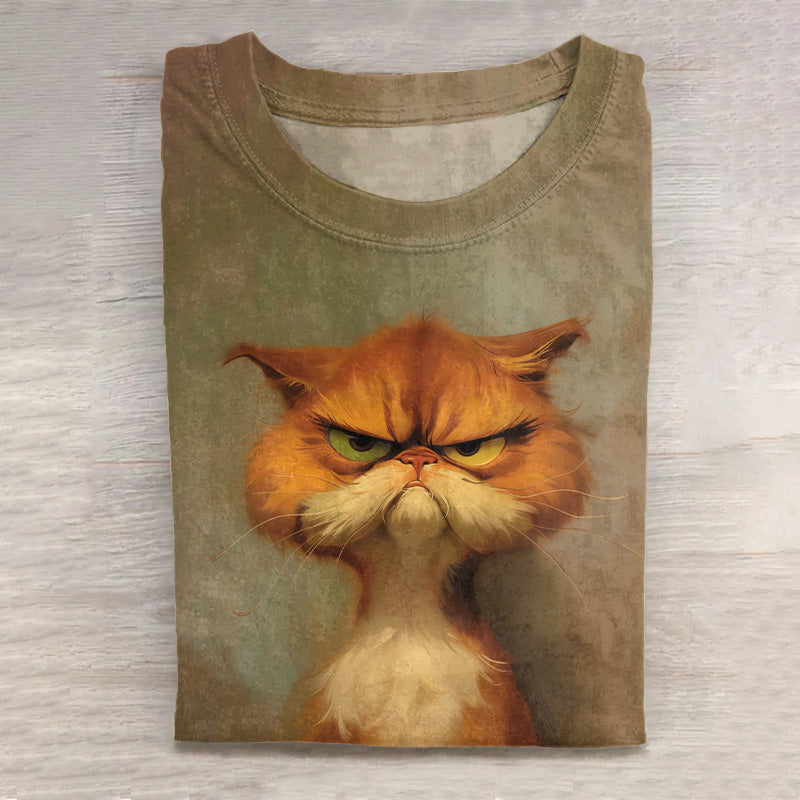 Fun Cat Print Short Sleeve Casual T-Shirt elevenforest