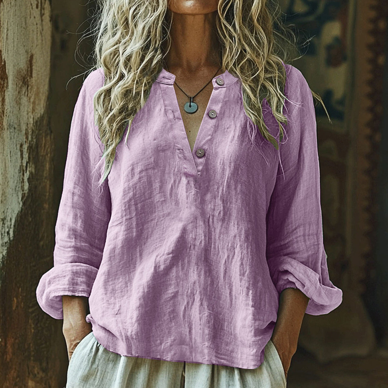 Vintage Elegant Art Linen Ruffle Shirt artswardrobe