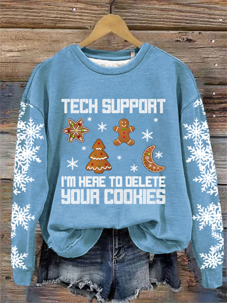 Comstylish Women's Im Here To Delete Your Cookies Printed Sweatshirt