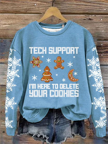 Comstylish Women's Im Here To Delete Your Cookies Printed Sweatshirt