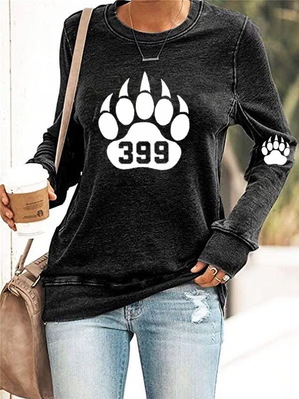 Comstylish Retro Grizzly Bear Claw Paw Rip 1996-2024 Print Sweatshirt