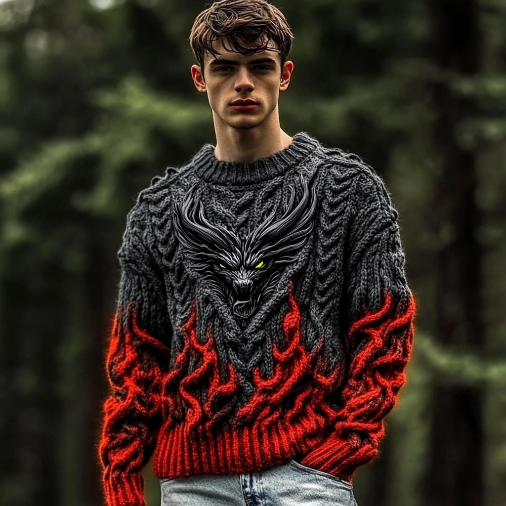 Men's Viking Dragon Celtic Jacquard Knitted Comfort Sweater artswardrobe