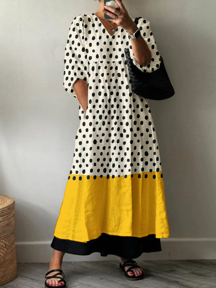 Women's Polka Dots Pattern Holiday Floral Pattern Cotton Dress