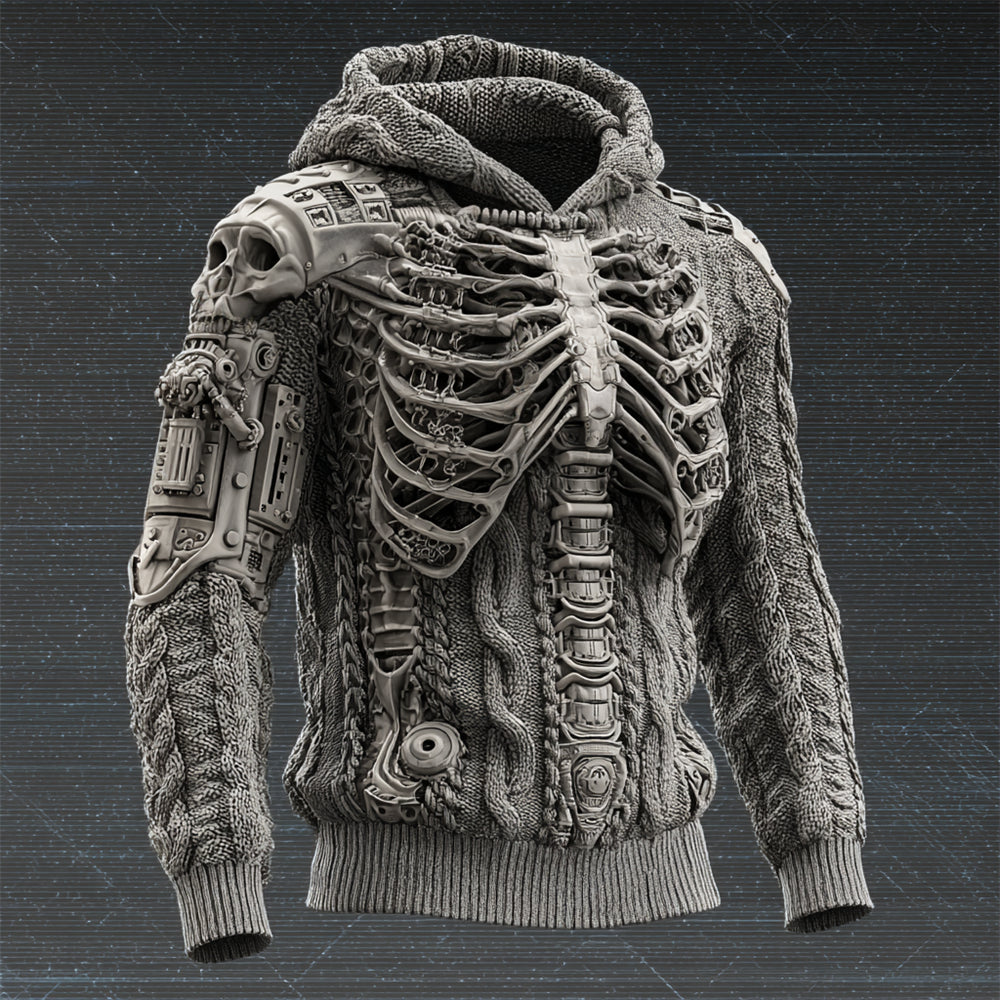 Futuristic Bionic Mechanical Frame Men's Hooded Sweater artswardrobe