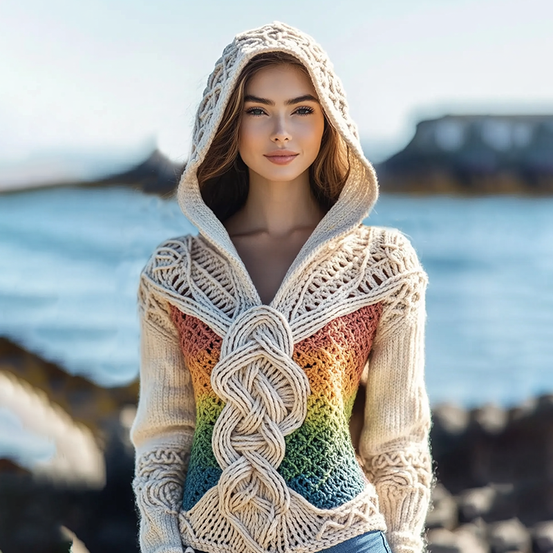 Vintage Gradient Celtic Thick Hooded Sweater artswardrobe