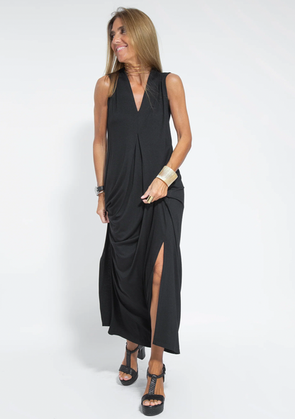 Black dress + vest in black