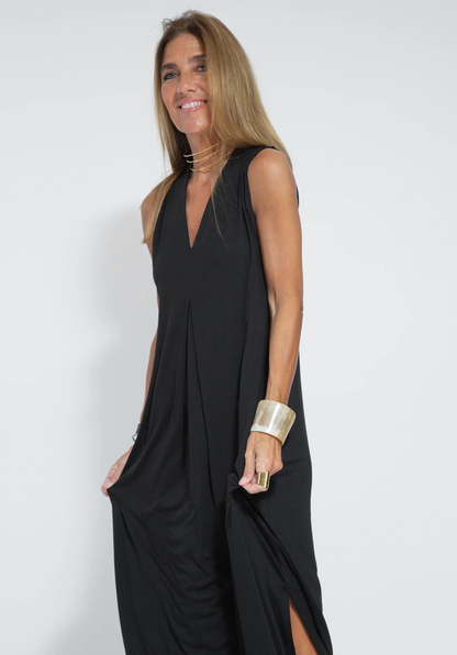 Black dress + vest in turquoise