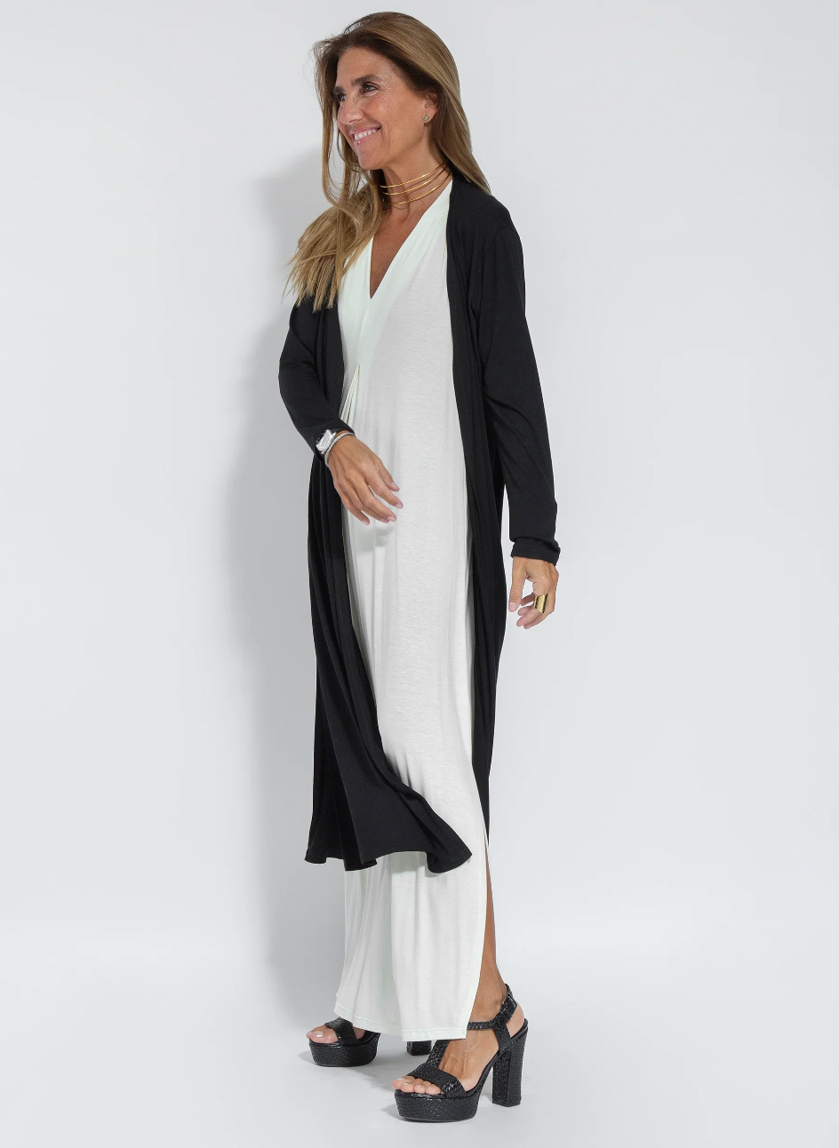 White dress + vest in black
