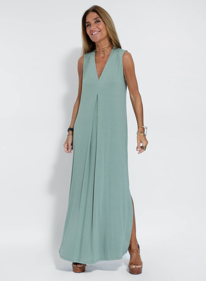 Turquoise dress + vest in black