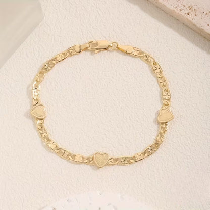 Gold Heart Cuban Chain Bracelet
