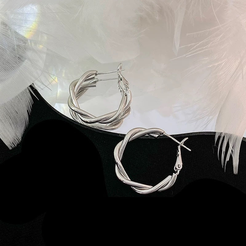 Käsintehty vintage Hopea Korvarengas