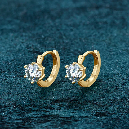 Zirconia Six-Claw Gold Earrings