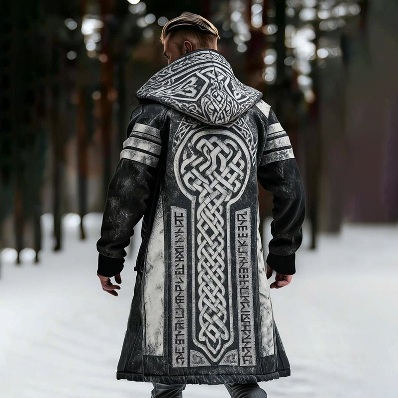 Men's Viking Celtic With Rune Totem Printed Hooded Sweater Jacket artswardrobe