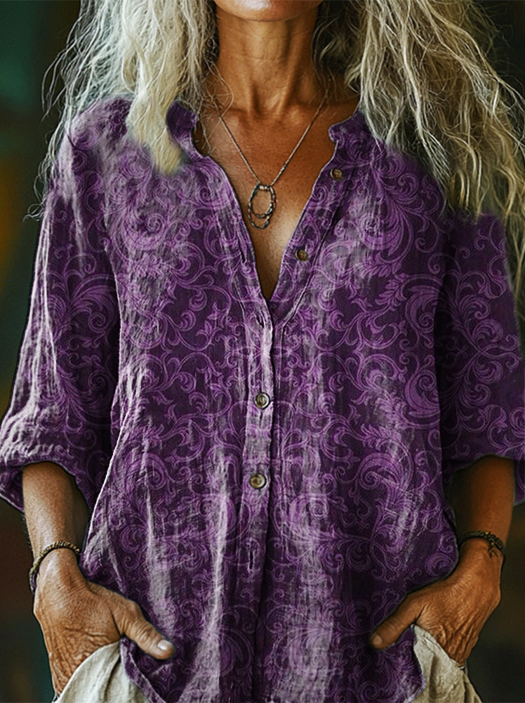 Women's Art Painting Hippie Print Long Sleeve Shirt