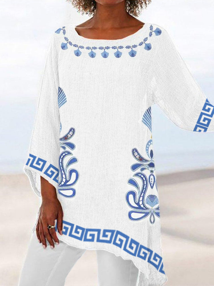 Greek Floral Pattern Women's Tunic artswardrobe