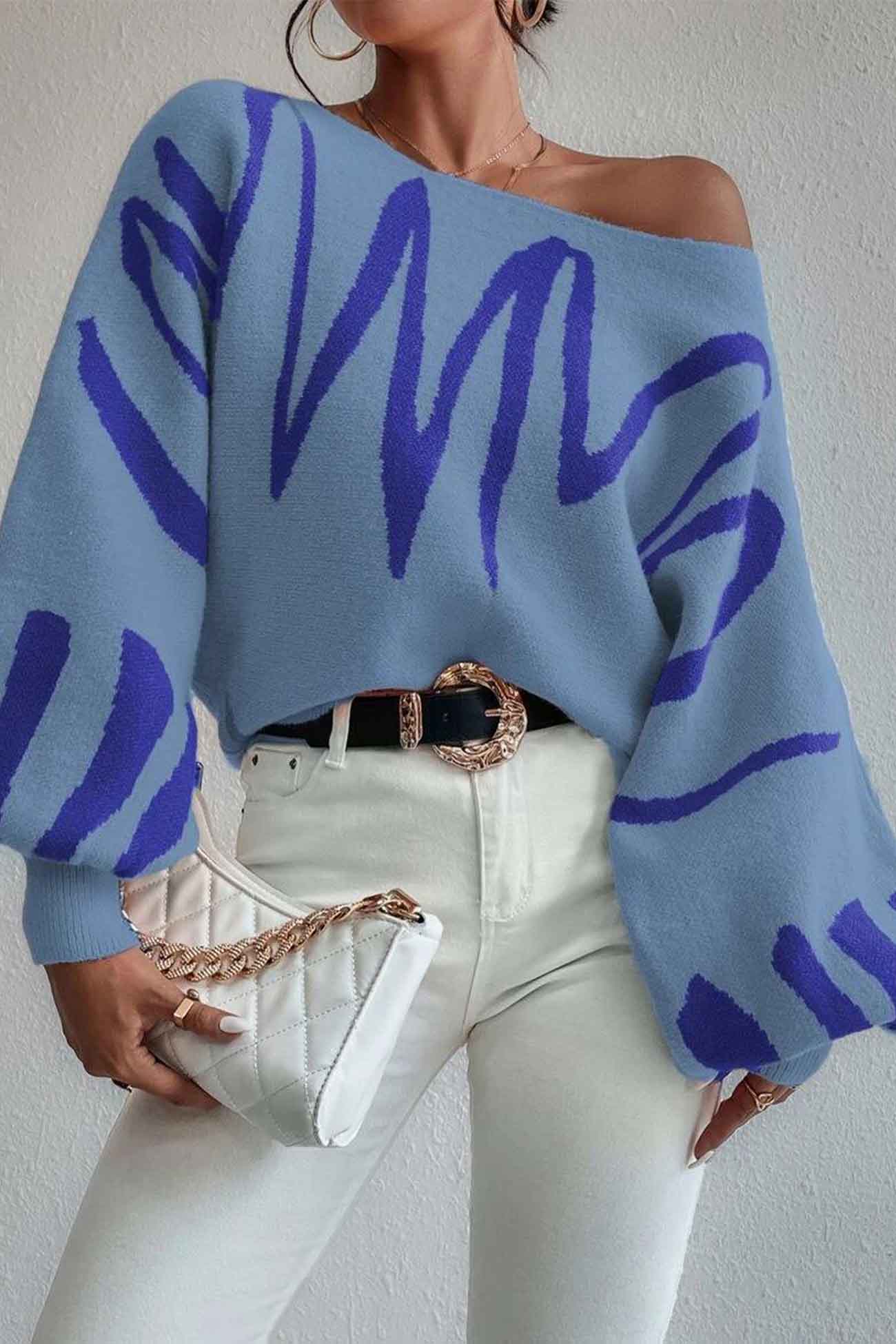 Anika® | Knitted sweater with geometric lantern sleeves