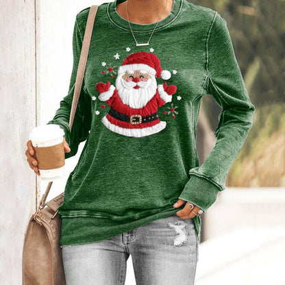 Comstylish Christmas Santa Claus Print Round Neck Sweatshirt