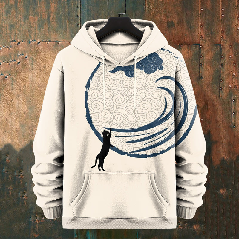 Men's Japanese Art Cat Graphics Print Casual Hoodie elevenforest