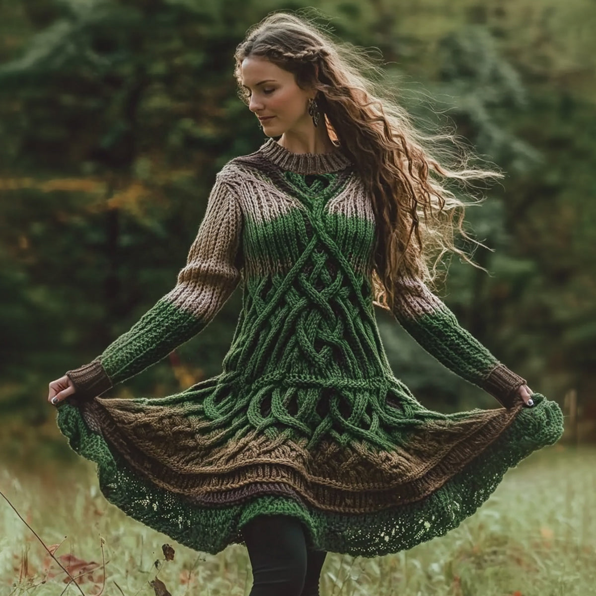 Women's Celtic Knotted Gradient Sweater Dress artswardrobe