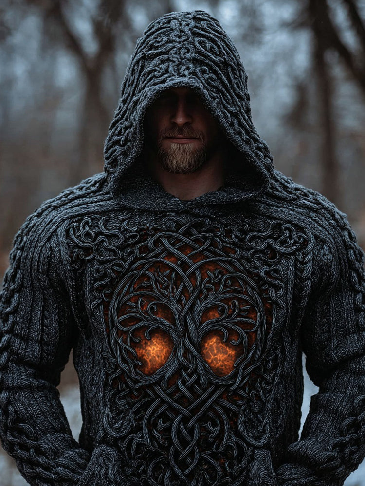 Men's Vintage Viking Tree Of Life Celtic Knot Hooded Sweater artswardrobe