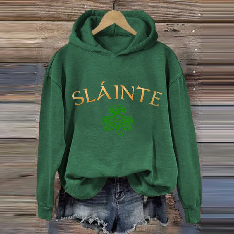 Comstylish Slainte St. Patrick's Day Shamrock Print Hoodie