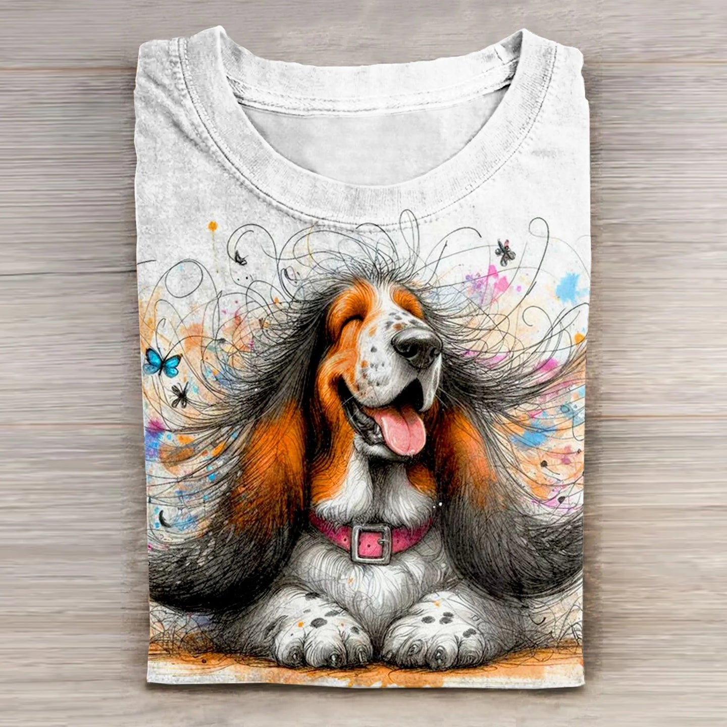 Comstylish Funny Dog Art Print Casaul Short Sleeve T-Shirt