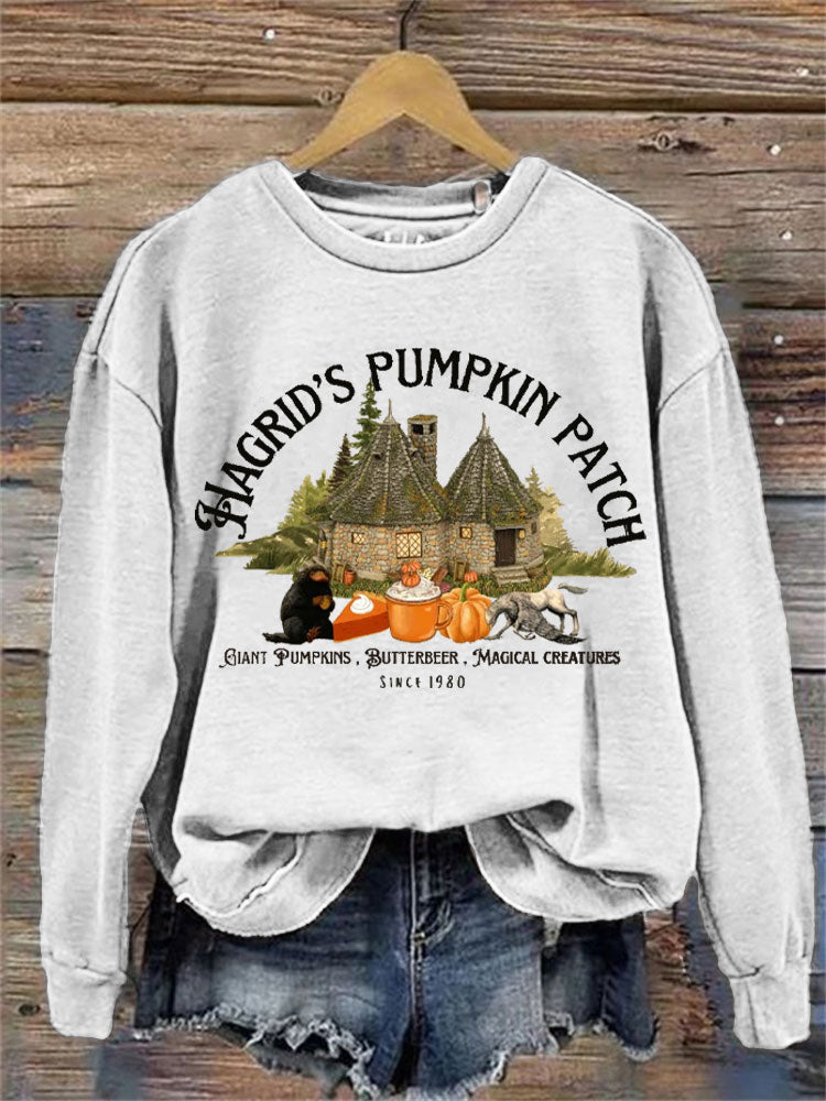 Comstylish Women's Halloween Hagrid's Pumpkin Patch Print Sweatshirt