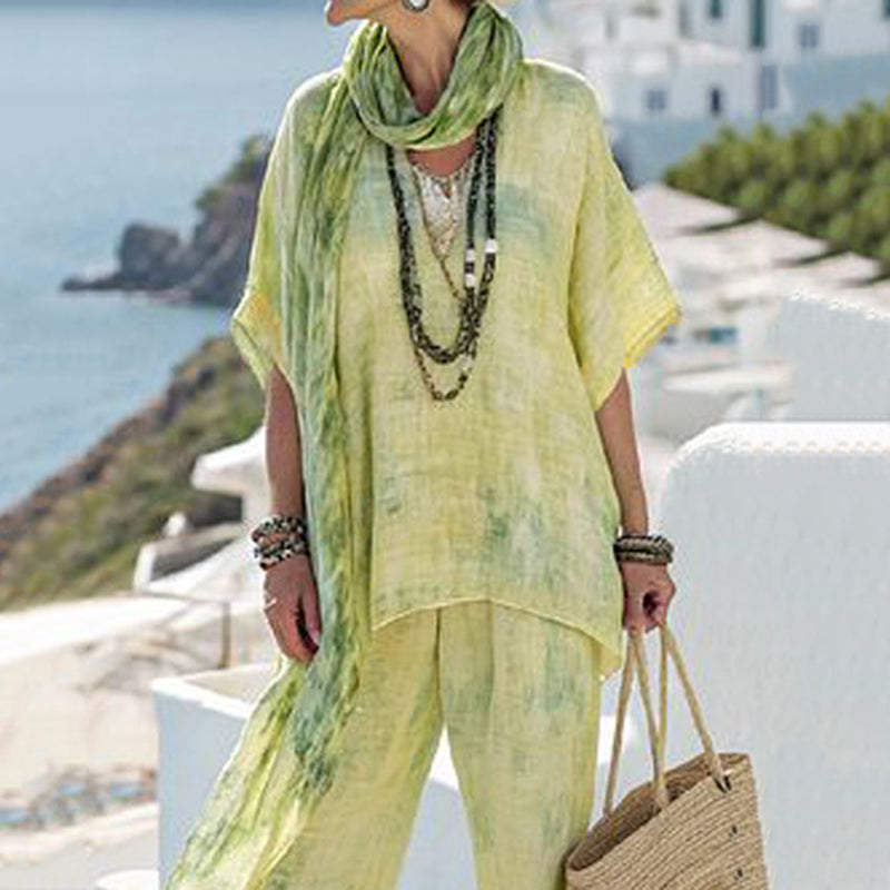 Women's Fashion Gradient T-shirt And Pants Two-piece Set artswardrobe