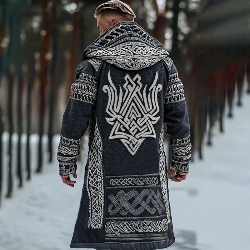 Men's Viking Celtic With Rune Totem Printed Hooded Sweater Jacket artswardrobe