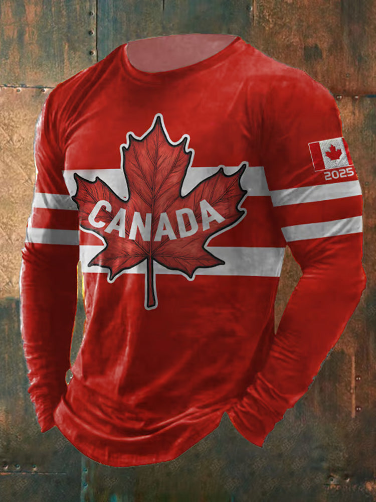 Men's Retro Canada Hockey 2025 Print T-shirt elevenforest