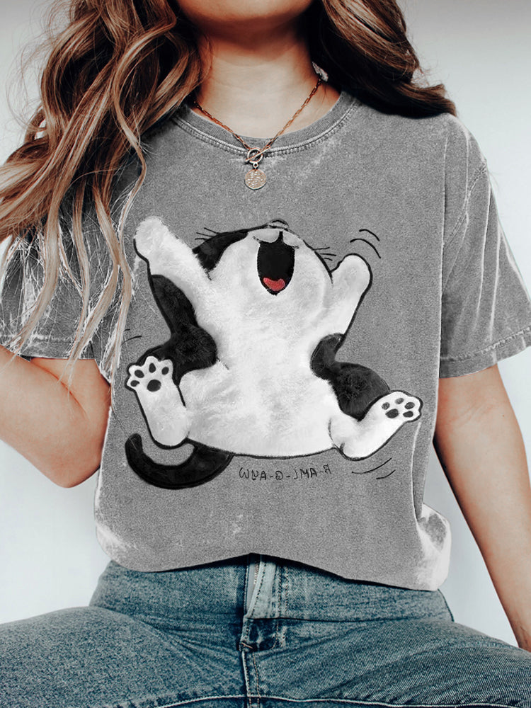 Stretching Cat Plush Art Women's T-Shirt elevenforest