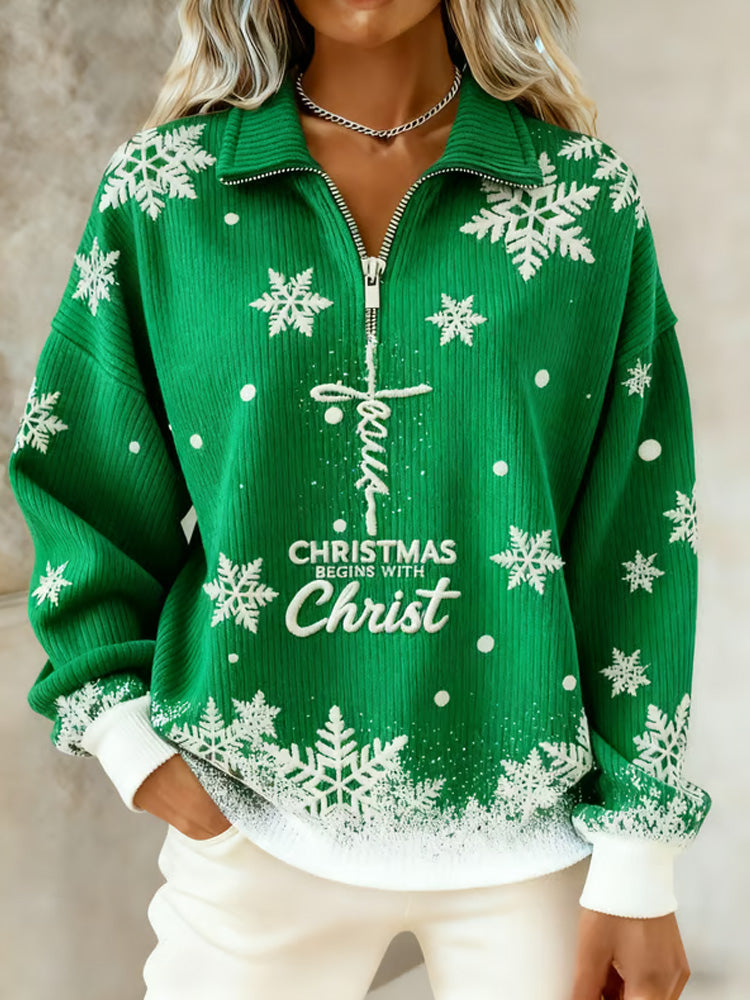 Comstylish Women's Casual Faith Print Knit Sweatshirt