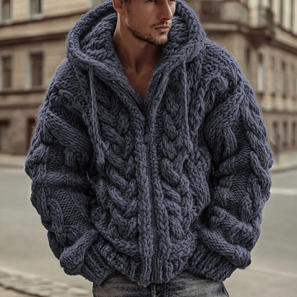 Vintage Fairman Island Jacquard Zip Hooded Cardigan Sweater artswardrobe