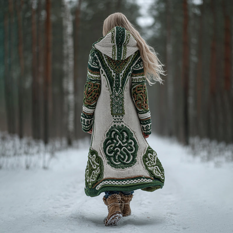 Women's Celtic Knot Irish Art Hooded Knit Cardigan artswardrobe