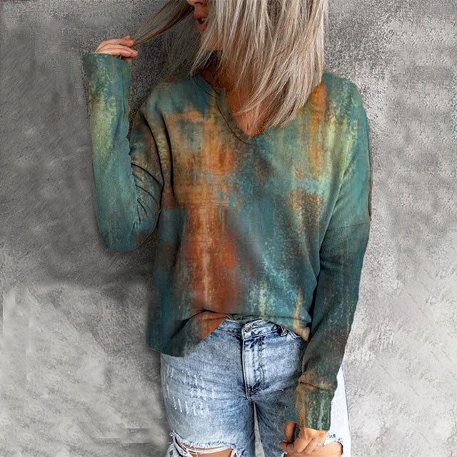 Jacinta® | Women's vintage long sleeve gradient print sweater