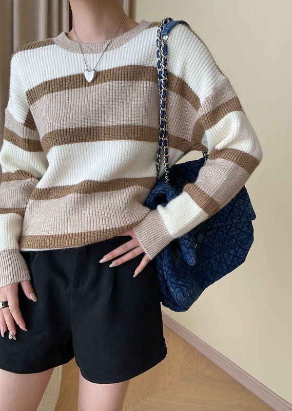 Astrid® | Striped knitted sweater with a crew neck