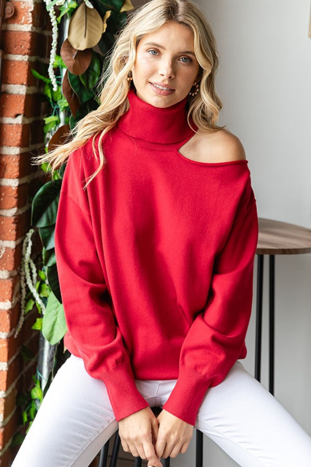 Marina® | First Love turtleneck sweater with cut shoulders
