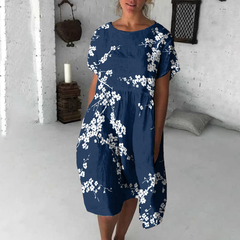 Comstylish Cherry Blossom Japanese Flowy Midi Dress