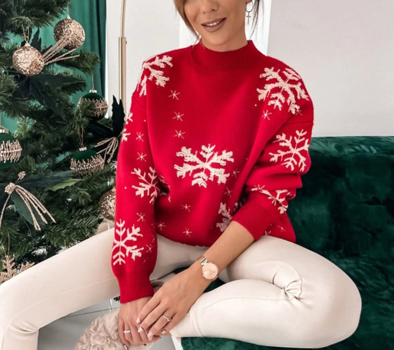 Annelie® | Women's winter sweater with a snowflake pattern