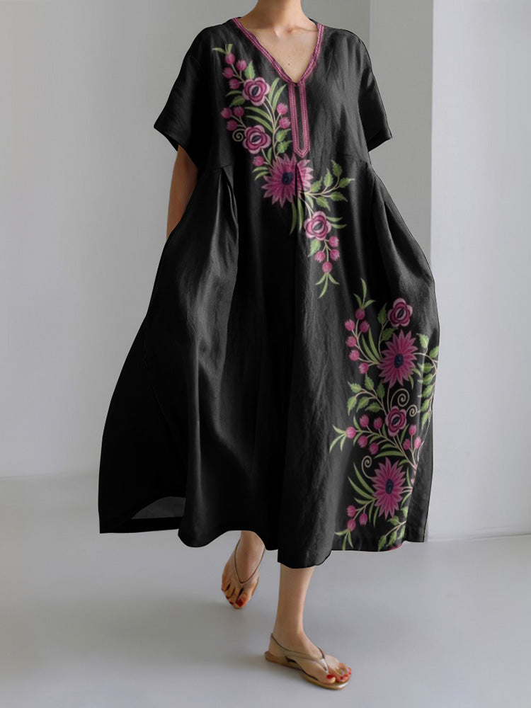 Ethnic Floral Art Ladies Dress